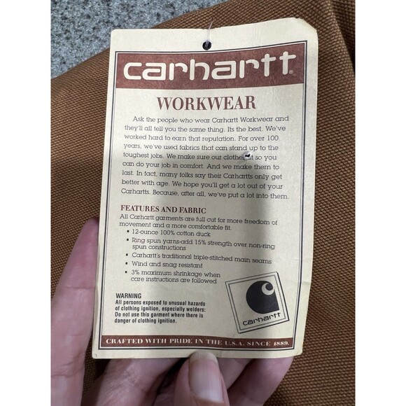 Vintage Carhartt Duck Hood Brown Red Quilt Lined Outdoor Workwear USA Made HQ106 - Picture 3 of 8